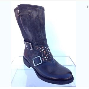 Women's Giove Leather Studded Ankle Boots Size 37